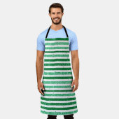 Nature Green White Horizontal Glitter Stripes Schort (Gedragen)