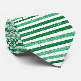 Nature Green White Horizontal Glitter Stripes Stropdas