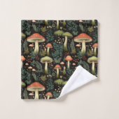 Nature-Inspired Bath Towel Mushrooms & Moss Art (Gant de toilette)