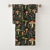 Nature-Inspired Bath Towel Mushrooms & Moss Art Bad Handdoek (Insitu)