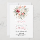 Nature-Inspired Blush Roses Boho Wedding Invite Kaart (Voorkant)