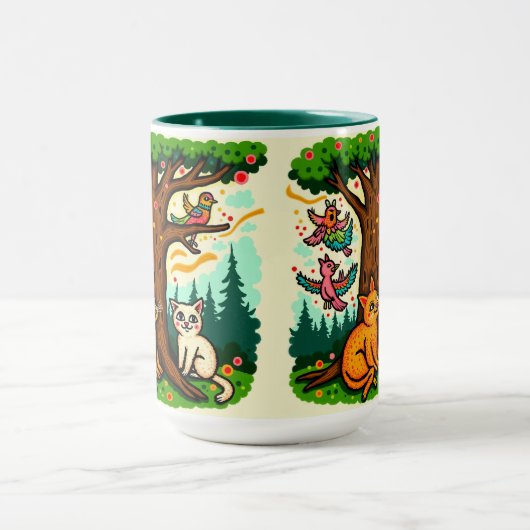Nature-Inspired Tree and Animals Ceramic Mug (Centre)