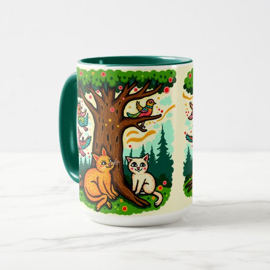 Nature-Inspired Tree and Animals Ceramic Mug (Devant gauche)