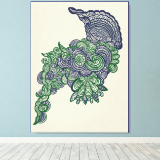Nature_Inspired WallArt with Floral Centerpiece Canvas Afdruk