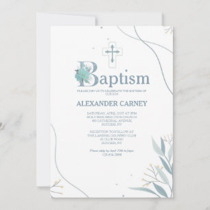 Nature Invitation Baptême minimaliste