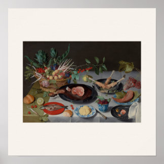 Nature morte hollandaise Poster carré Viande et Po