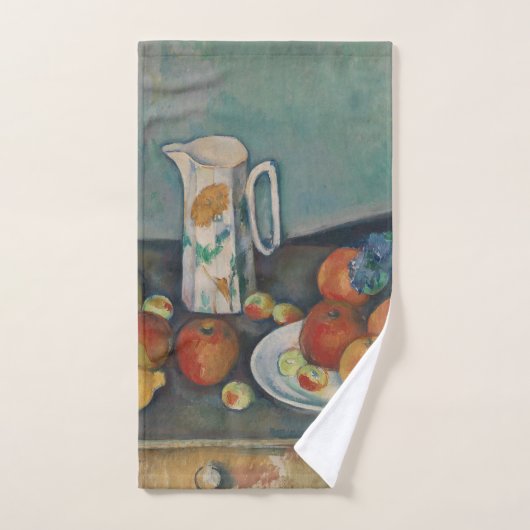Nature morte, pichet de lait et fruits sur une tab (Serviette à main)