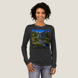 Nature Mountains Waterfalls Lake Pond Wild Flowers Tri-Blend Shirt