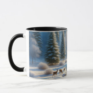 Nature Mug, Deer, Winter Scene, wildlife coffee mu Mok