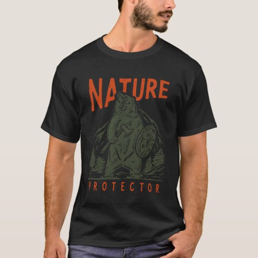 Nature Protector Bear Environment Grizzly Warrior T-shirt (Voorkant)