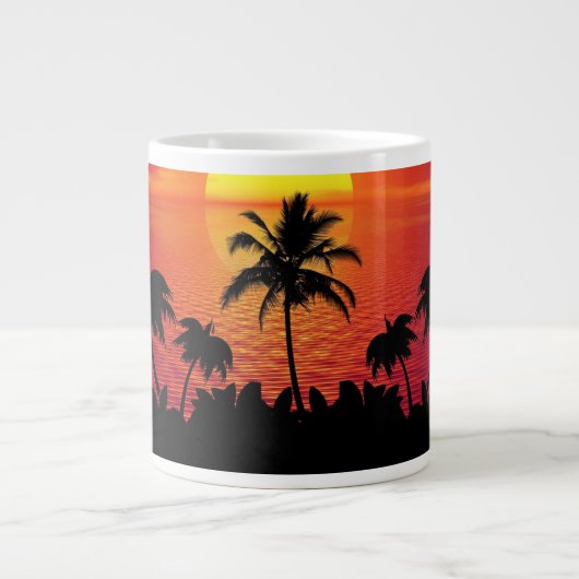 Nature Sunset Palm Trees illustration Extra Grote Beker (Voorkant)