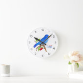 Nature Time – Horloge murale florale à oiseau bleu (Maison)