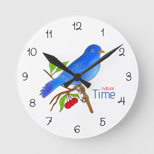 Nature Time – Horloge murale florale à oiseau bleu (Recto)