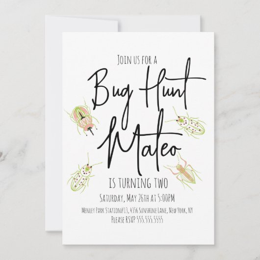 Nature Trail Insect Bug Anniversaire Invitation (Devant)