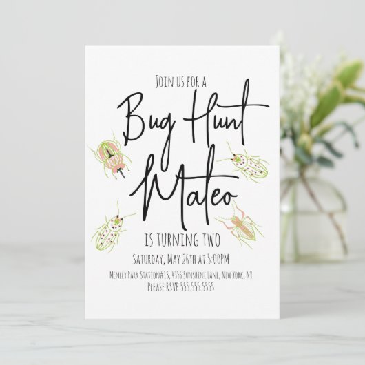 Nature Trail Insect Bug Anniversaire Invitation (Debout devant)