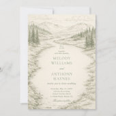 Nature Wedding with Pine Trees Mountain Landscape Kaart (Voorkant)