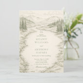 Nature Wedding with Pine Trees Mountain Landscape Kaart (Staand voorkant)