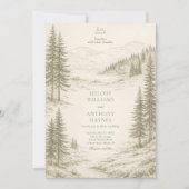 Nature Wedding with Pine Trees Mountain Landscape Kaart (Voorkant)