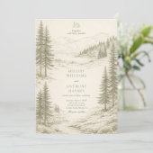 Nature Wedding with Pine Trees Mountain Landscape Kaart (Staand voorkant)