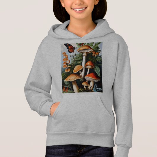 Nature Whimsical : Vintage champignons et papillon (Devant)