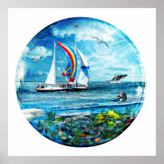 Naturen voor het afspelen van Big Blue Ocean Bubbl Poster