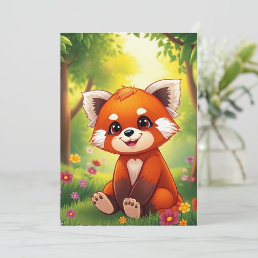 Nature's Hug in a Cute Red Panda Kaart (Staand voorkant)
