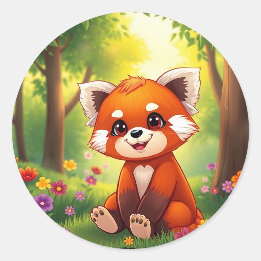 Nature's Hug in a Cute Red Panda Ronde Sticker (Voorkant)
