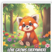Nature's Hug in a Cute Red Panda Sticker (Voorkant)