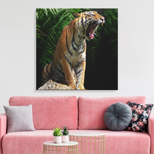 Nature's Wild Animals - Roaring Tiger Canvas Afdruk (Insitu (Woonkamer))