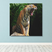 Nature's Wild Animals - Roaring Tiger Canvas Afdruk (Insitu (Houten vloer))