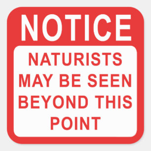 Naturist Camp/Beach Sign Vierkante Sticker