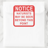 Naturist Camp/Beach Sign Vierkante Sticker (Tas)