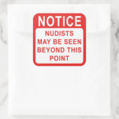 Naturist Camp/Beach Sign Vierkante Sticker (Tas)