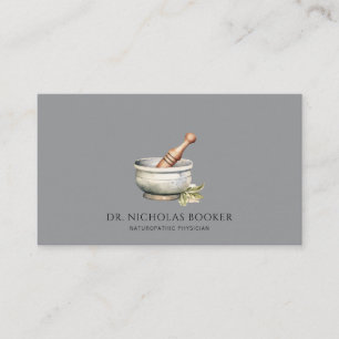 Naturopathic Doctor Mortar Pestle Black Visitekaartje