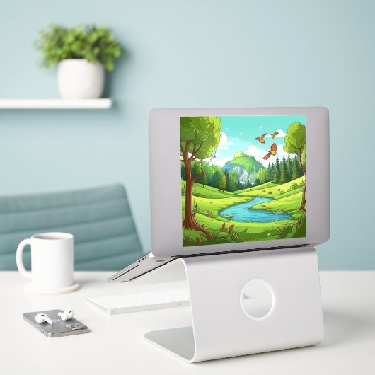 Natuur 15. sticker (Laptop op bureau)