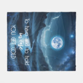 Natuur Abstract Blauw Celestial Night Moon River Fleece Deken (Voorkant (Horizontaal))