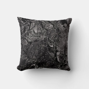 Natuur Abstract Glam Cell Glitter Zwart Grijs Kussen