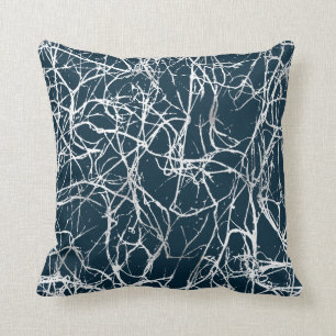 Natuur Abstracte Blauwgroen marine White Grey Nerv Kussen