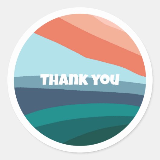 natuur afgebeeld in lijnen, retro stijl ronde sticker (Voorkant)