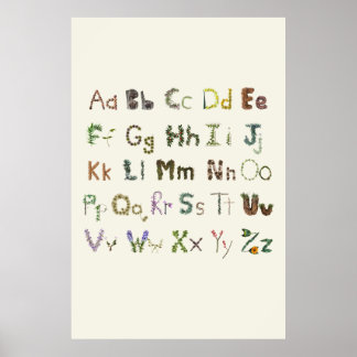 Natuur Alfabet Kinder Botanische Verkenning ABC Poster