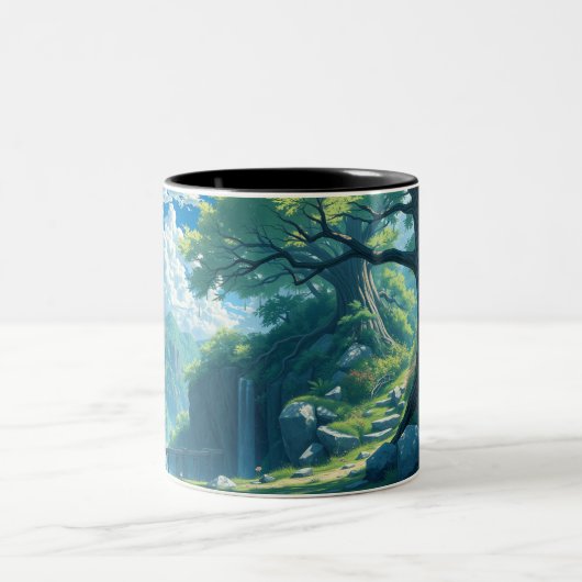 natuur anime stijl tweekleurige koffiemok (Center)