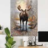 *~* Natuur AP49 MOOSE Artsy Forest Stream Sparkle Poster (Thuiskantoor)
