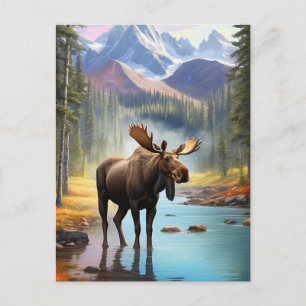 *~* Natuur AP49 MOOSE Mountain Forest STREAM Briefkaart