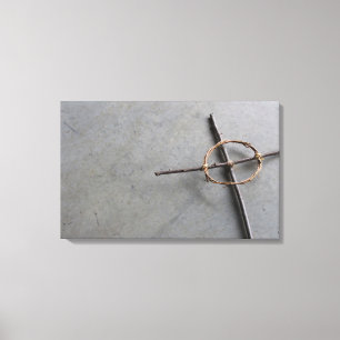 Natuur Art Celtic Cross Grey Achtergrond Canvas Afdruk