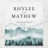 Natuur Berg Dennenbomen Persoonlijk Wijn Etiket (Enkel label)