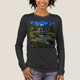 Natuur Bergen Watervallen Meer Vijver Wilde Bloeme Tri-Blend Shirt