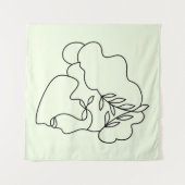 Natuur binnen – Abstracte botanische gezichtslijnk Wandkleed (Voorkant (horizontaal))