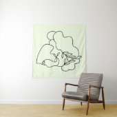 Natuur binnen – Abstracte botanische gezichtslijnk Wandkleed (In Situ (horizontaal))