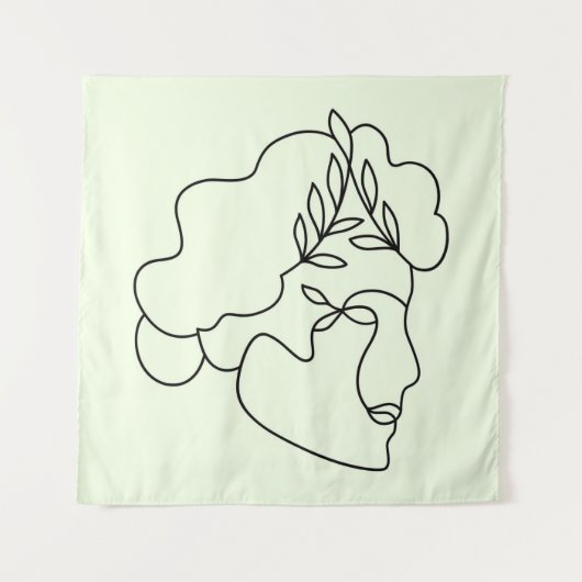 Natuur binnen – Abstracte botanische gezichtslijnk Wandkleed (Voorkant)