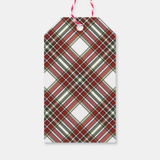 Natuur Bird Kerstboom Waterverf Rustiek Plaid Cadeaulabel (Achterkant)